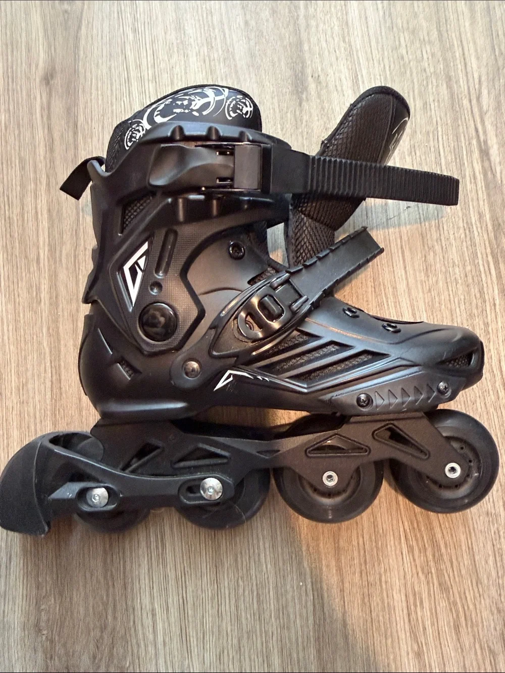 Kids Black Adjustable Inline Roller Skates